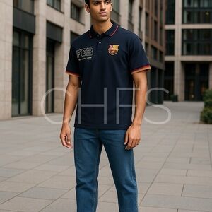 FCB Barcelona Soccer Futbol Club Polo Shirt Mens Size Medium